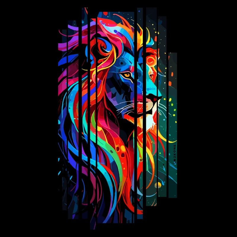 Lion Géométrique multicolore
