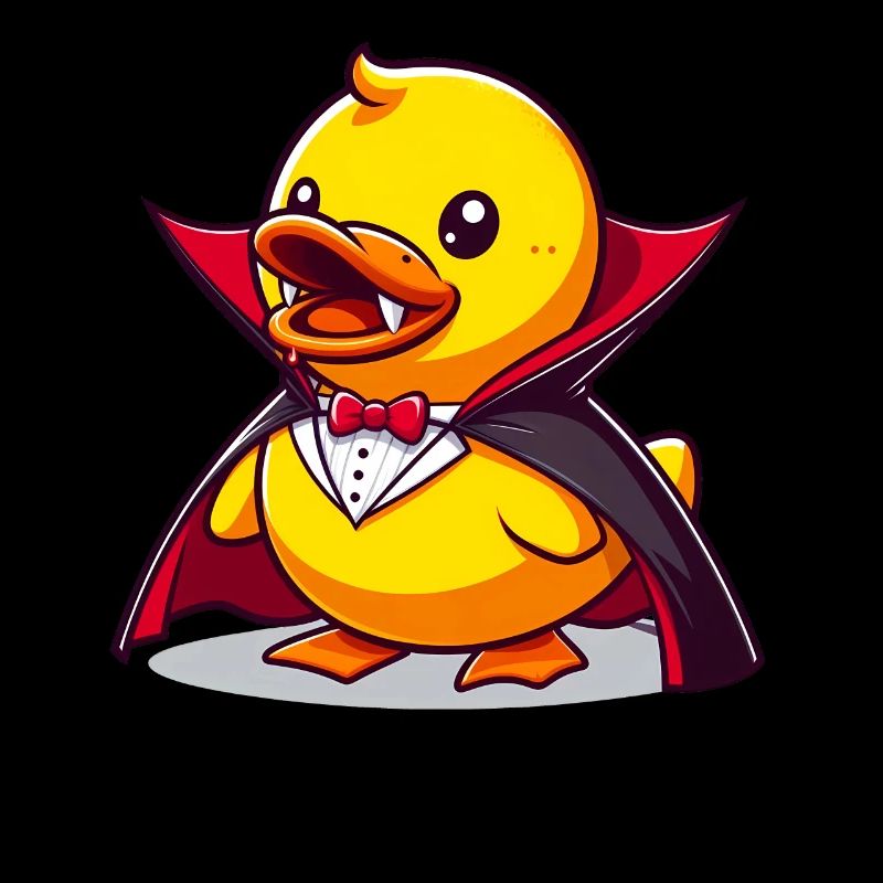 Canard vampire, canard en caoutchouc jaune et canard en caoutchouc