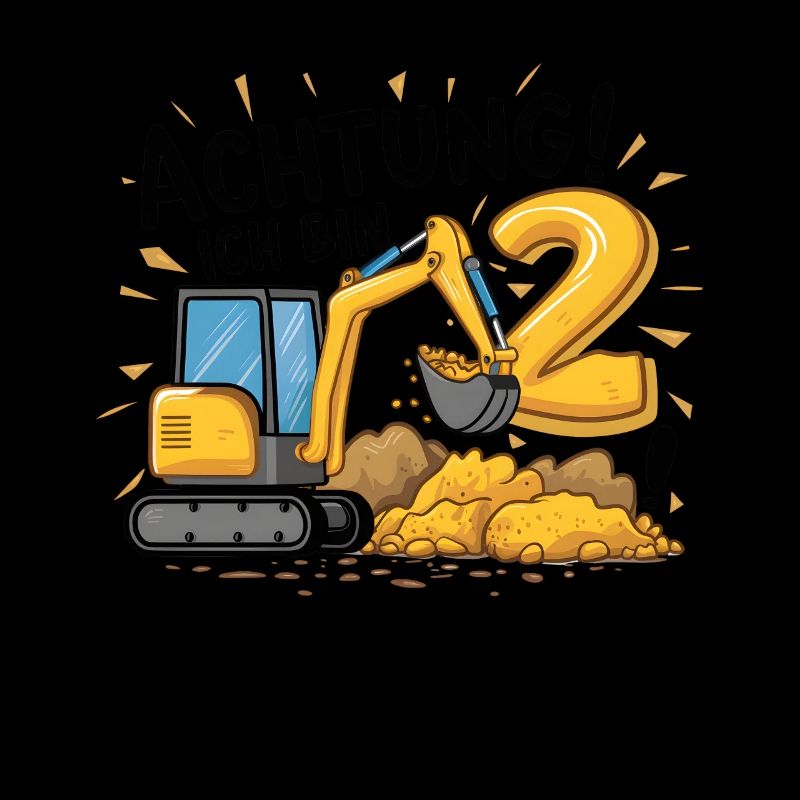 2. Geburtstag Junge 2 Jahre Bagger Baustelle