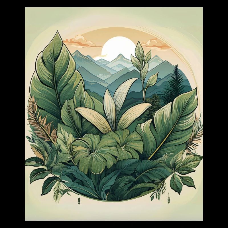 Scenic Botanical Nature Illustration