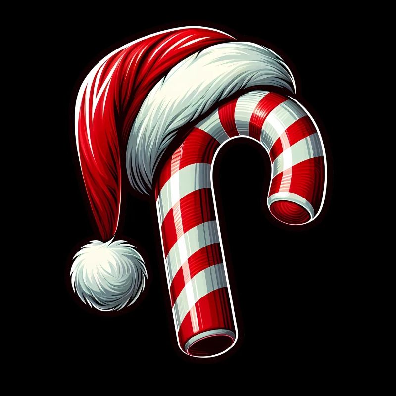 Canne de Noël avec chapeau