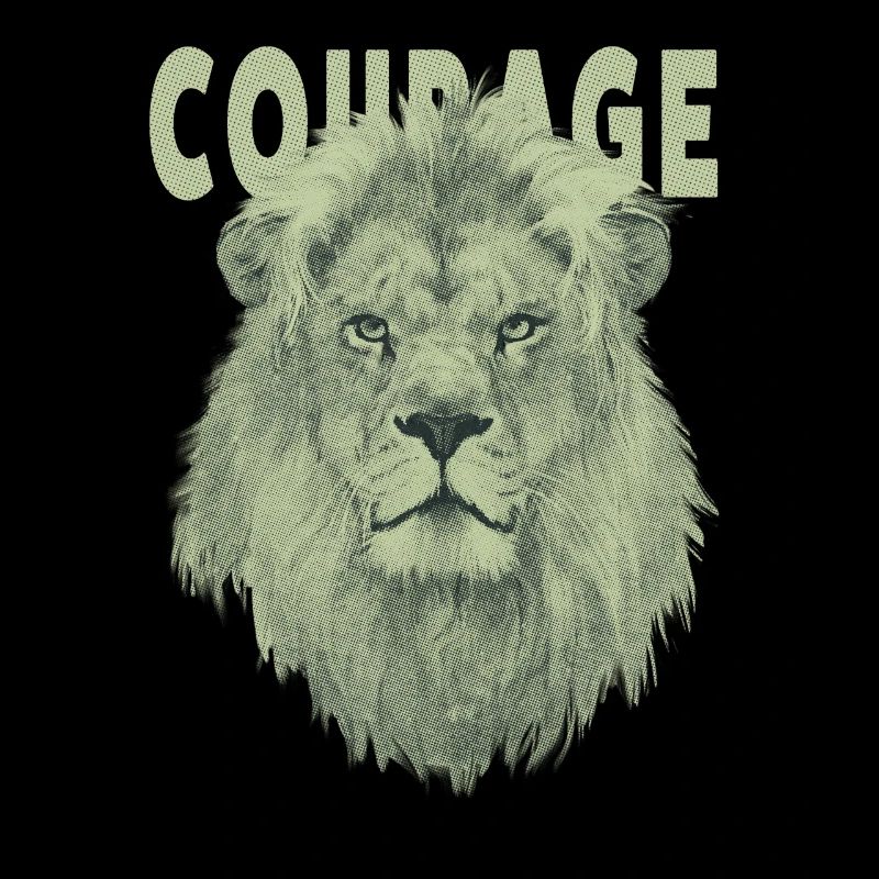 Design Lion Courage avec Effet Halftone