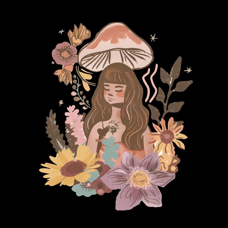 Fille florale et champignon