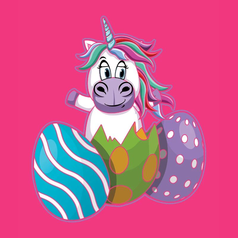 Licorne joyeuse avec des œufs de Pâques