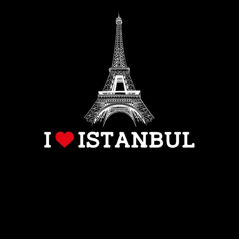 J’aime Istanbul Cool Eiffel Lover Coeur Drapeau Jeu de mots