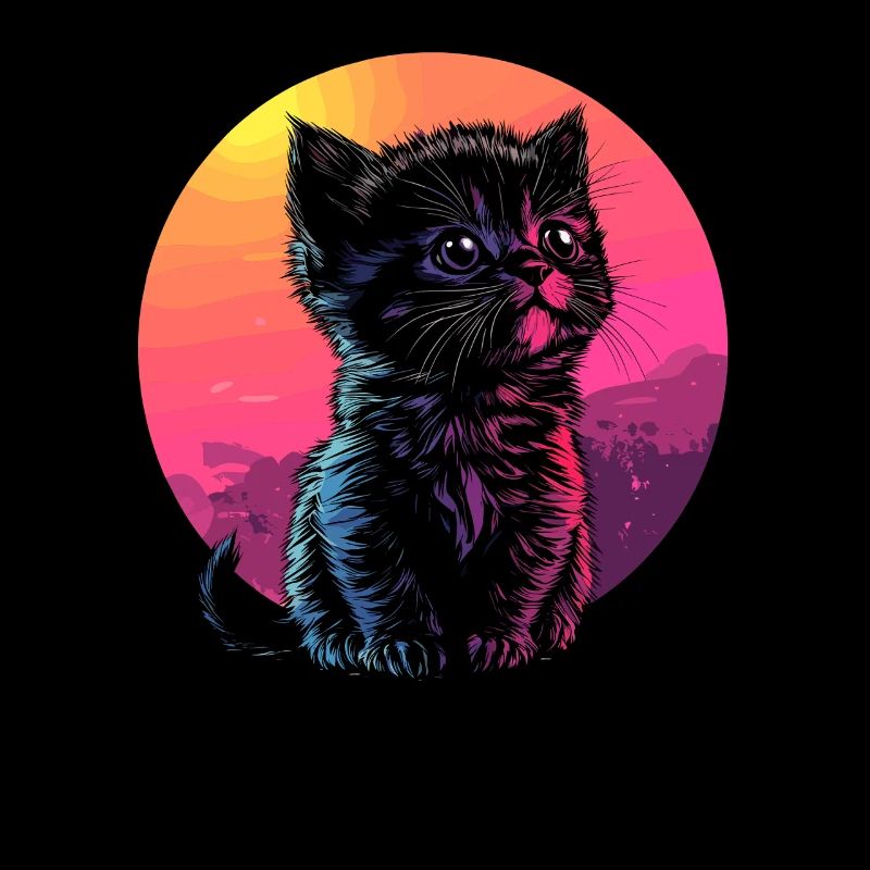 Bunte Sonnenuntergangs-Katze