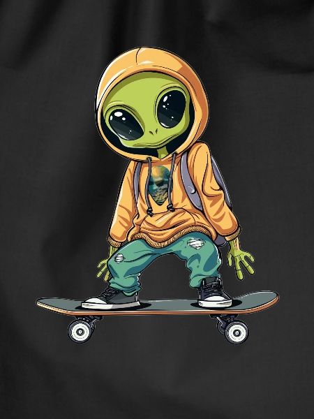 Skateboard-Alien in Orange