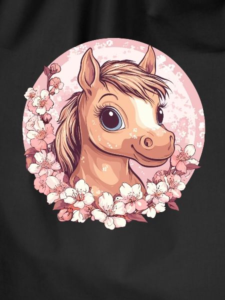 Cheerful Pony with Flowers
