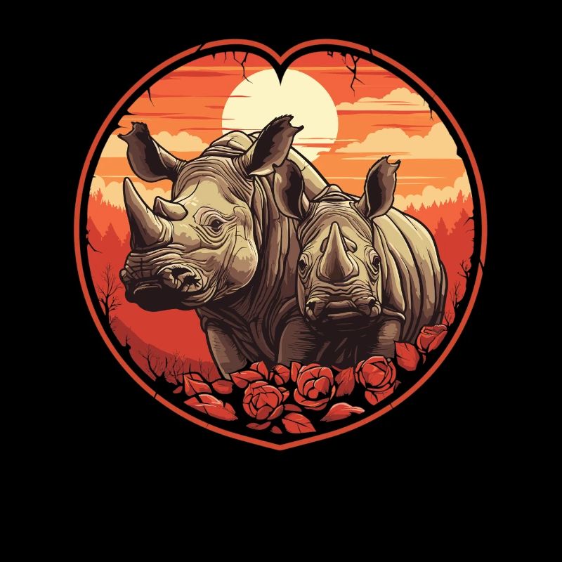 Rhino Love at Sunset