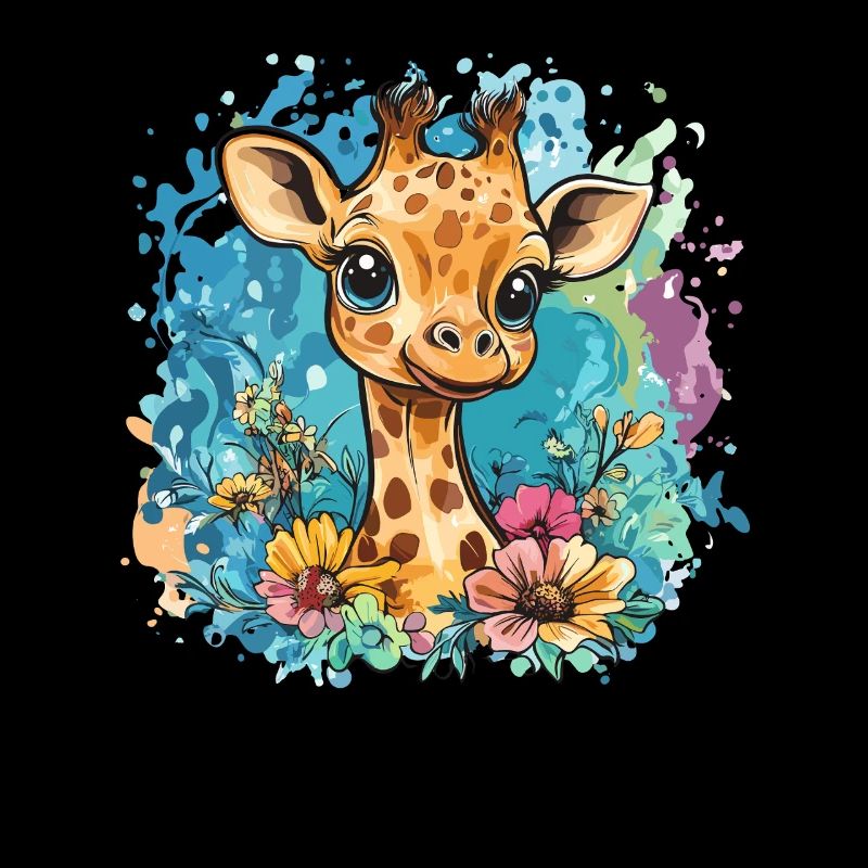 Fröhliche Giraffe mit Blumen