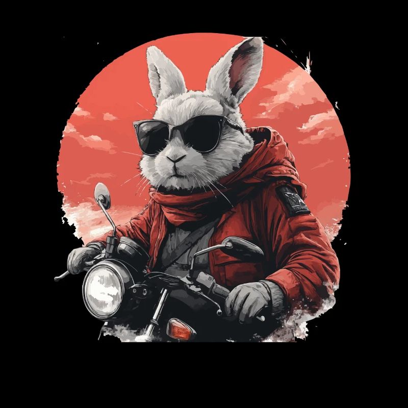 Funny bunny, Easter bunny on motorcycle