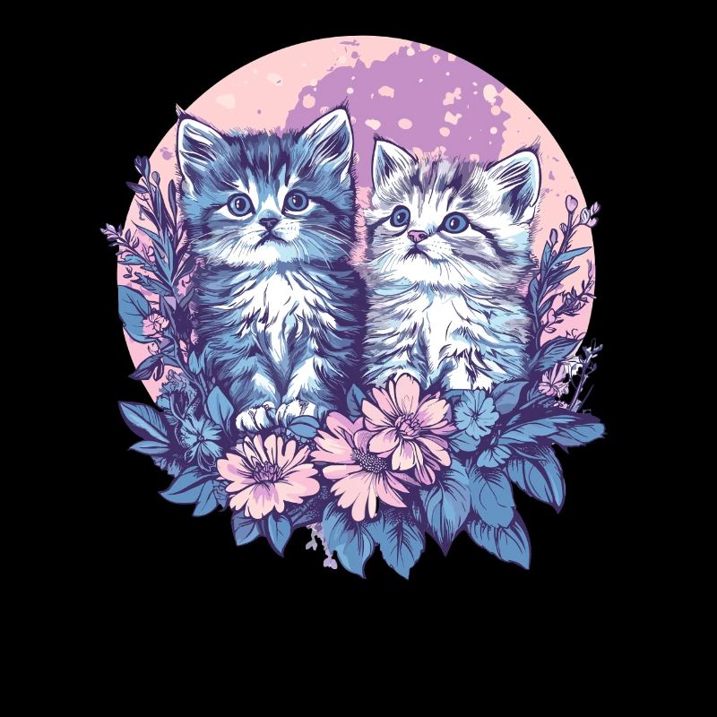 Deux chatons avec des fleurs