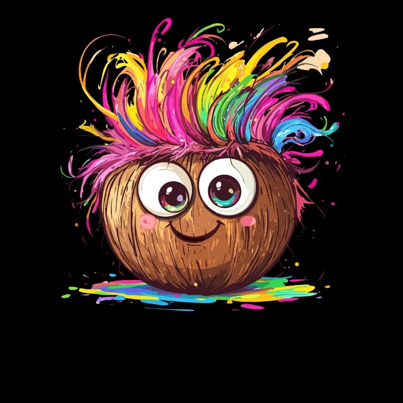 Coconut with rainbow hair