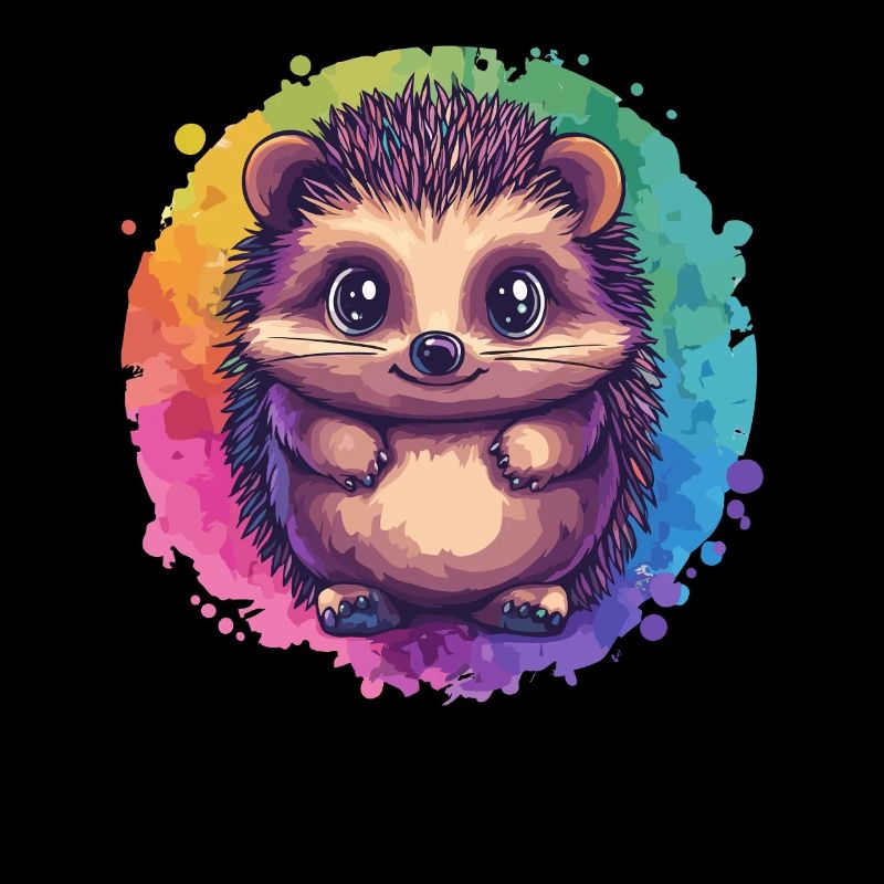 hérisson coloré devant l’arc-en-ciel