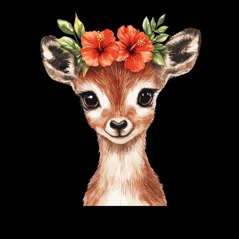 Cerf avec couronne de fleurs