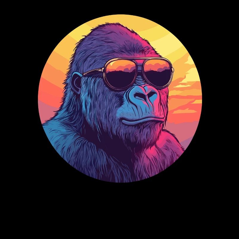 Gorilla at sunset