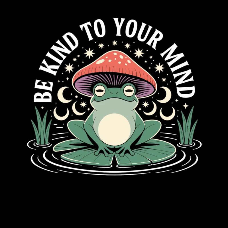 Meditating frog on water lily