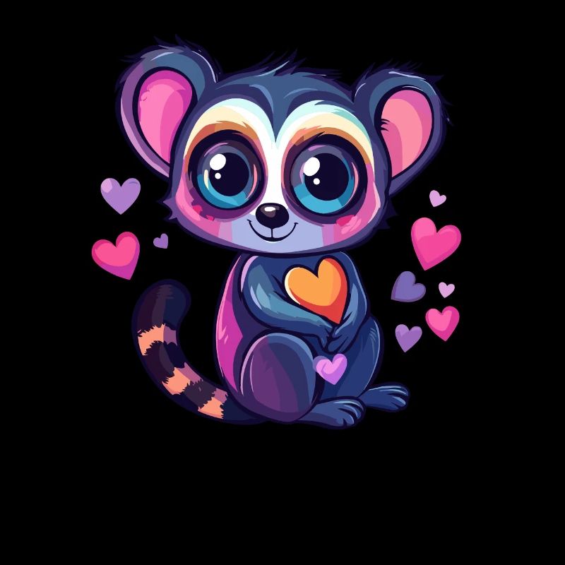 Lemur with hearts