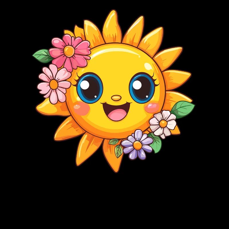 Bright sun with flowers