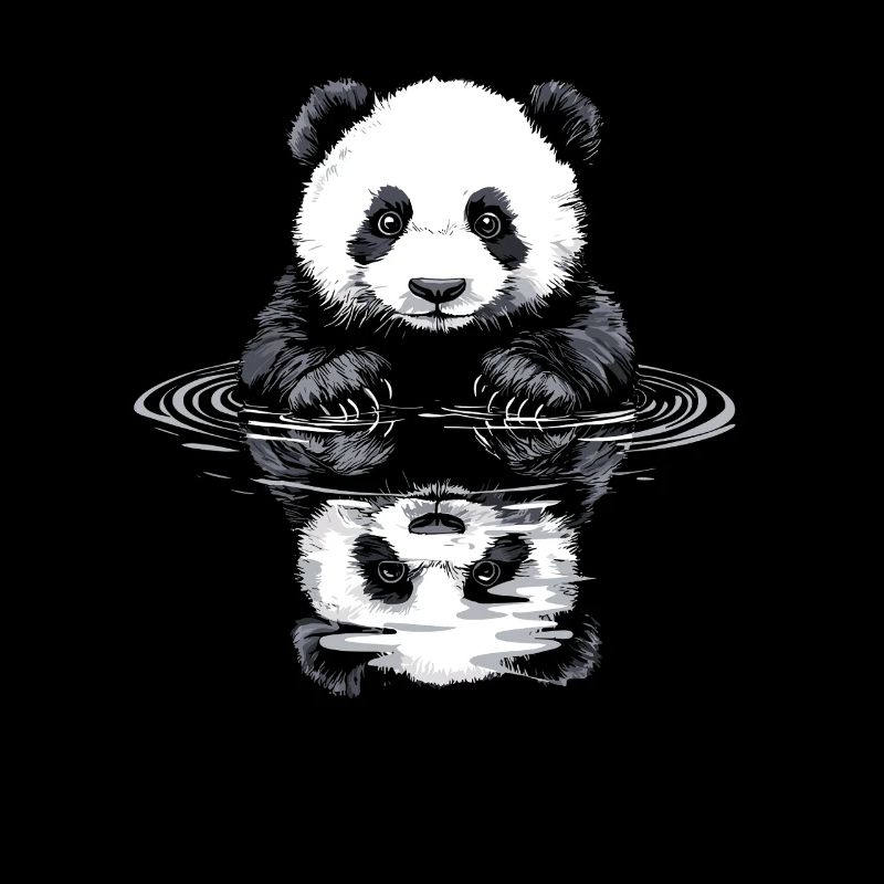 Panda with water reflection