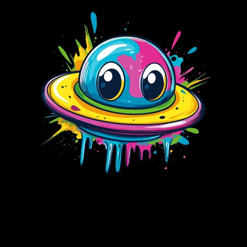 Buntes UFO mit Augen