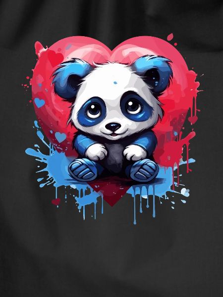 Panda with Heart Background