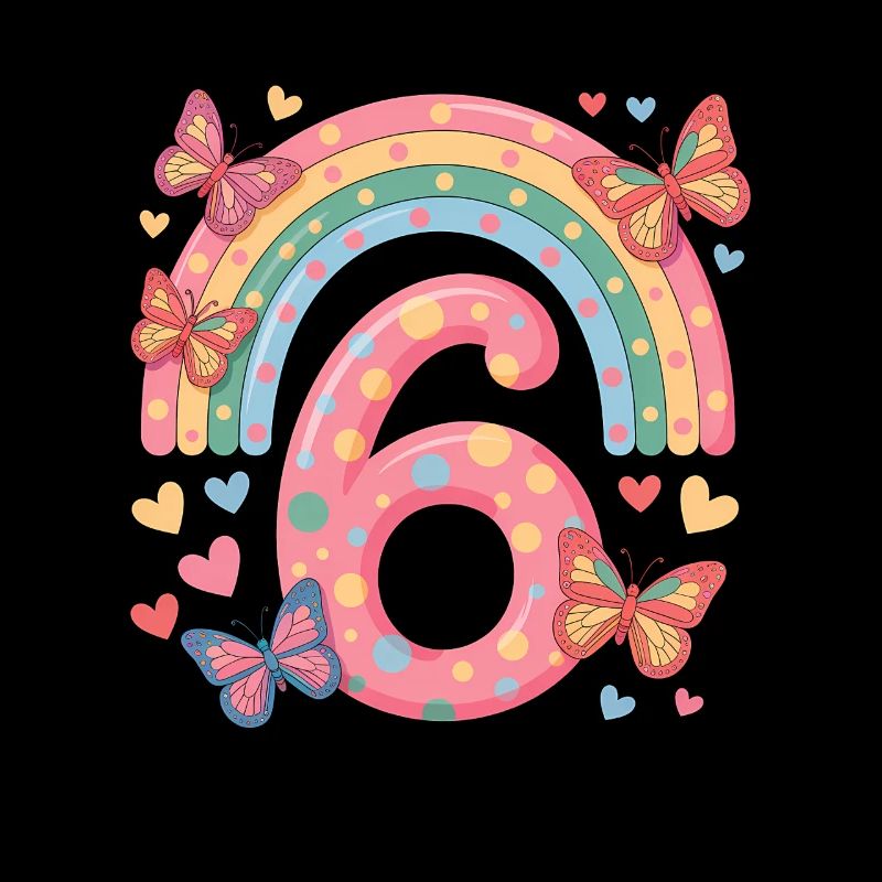 Regenbogen Schmetterling 6. Geburtstag Mädchen