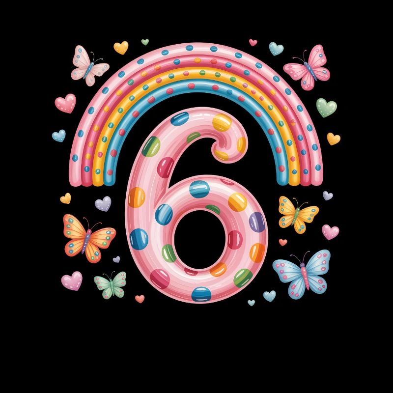 Regenbogen Schmetterling 6. Geburtstag Mädchen