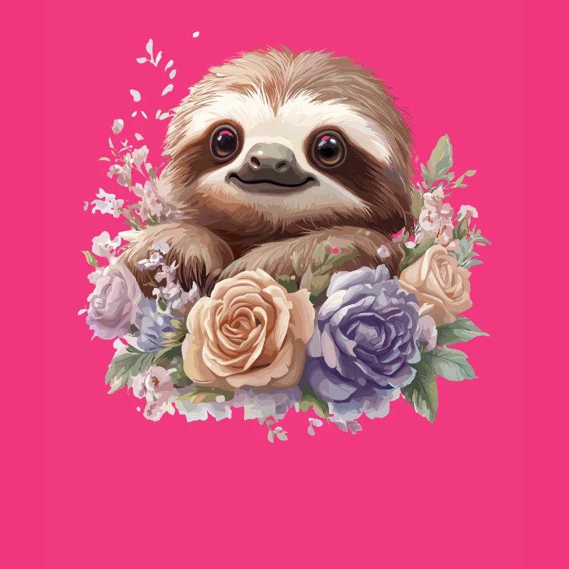 Faultier mit Rosen