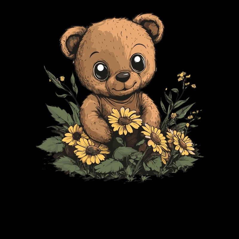 Bär mit Sonnenblumen
