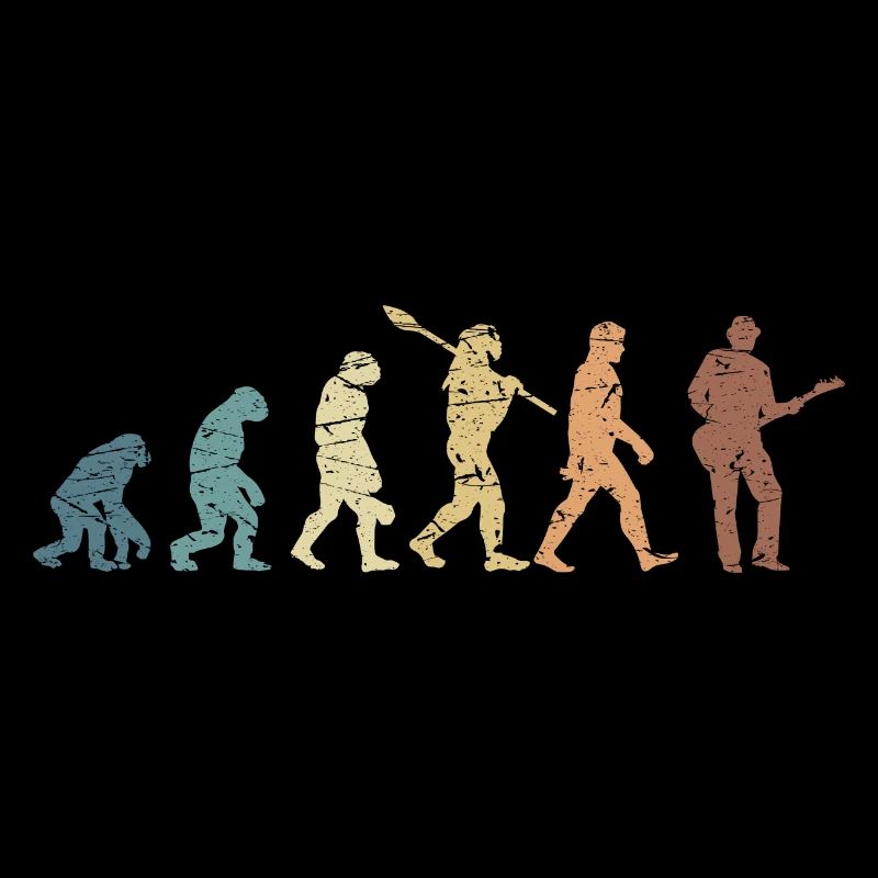 Human Evolution Guitar Band Retro Vintage