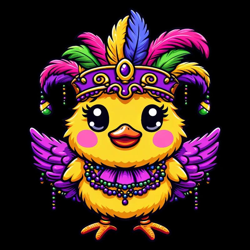 Mardi Gras poulet, plume coiffe poussin, carnaval