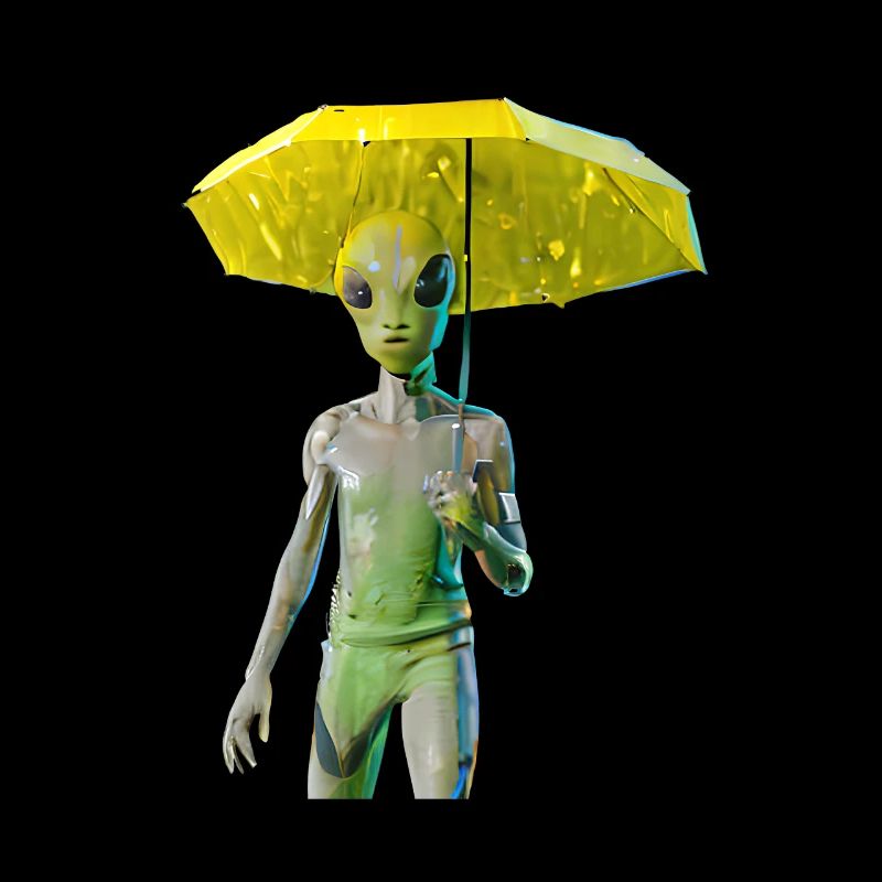 Alien with umbrella