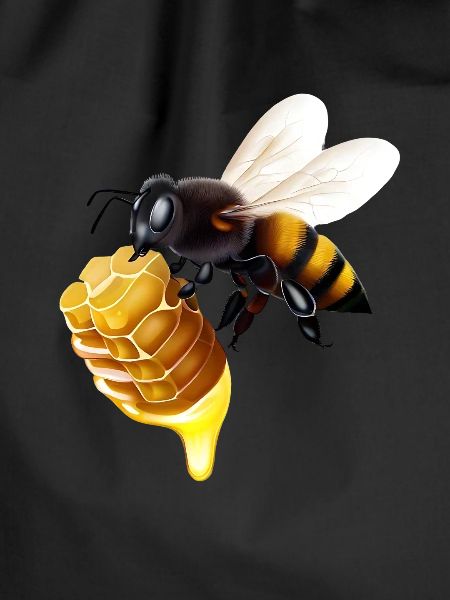 Bee with honeycomb