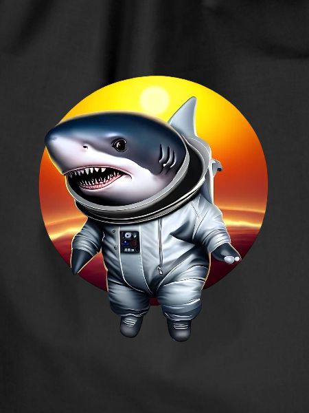 Shark astronaut in sunset