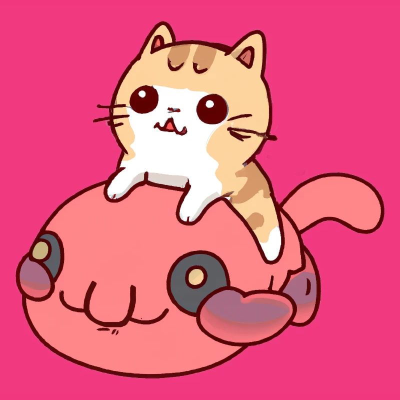 Katze reitet einen Blobfisch