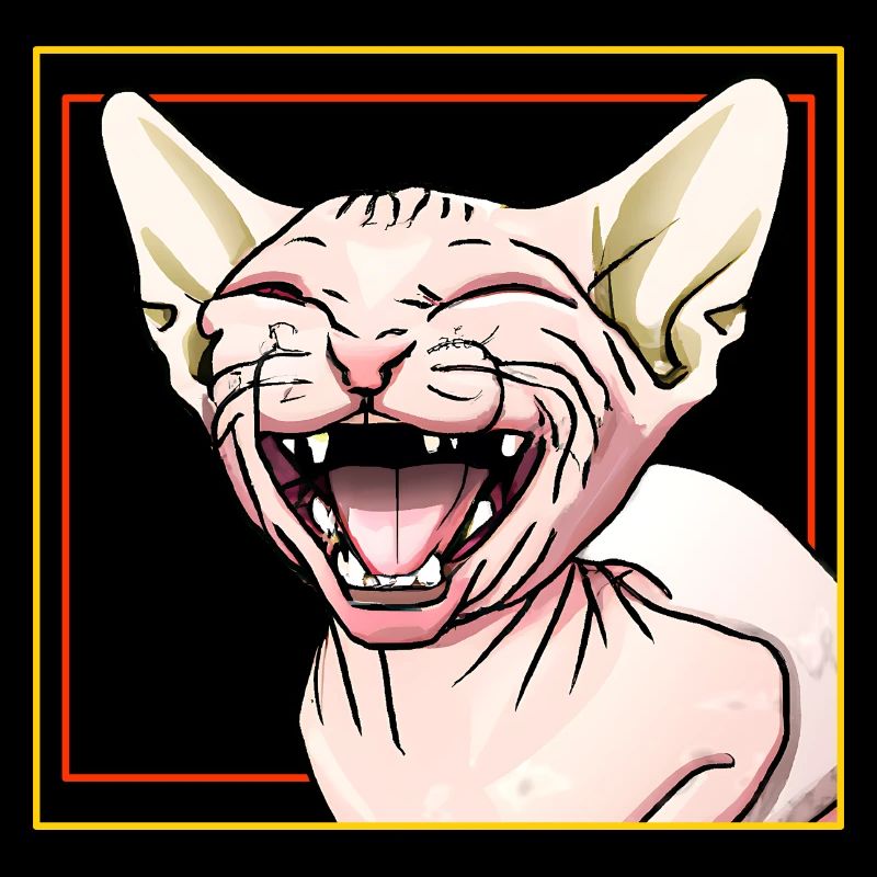 Le chat Sphynx rit