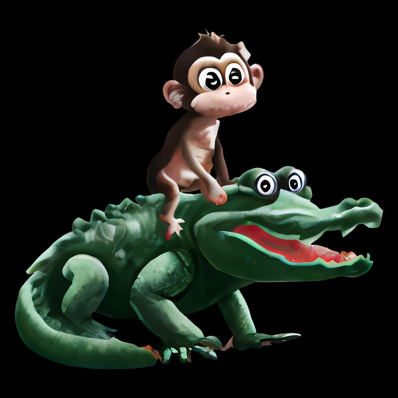 Funny monkey on crocodile design