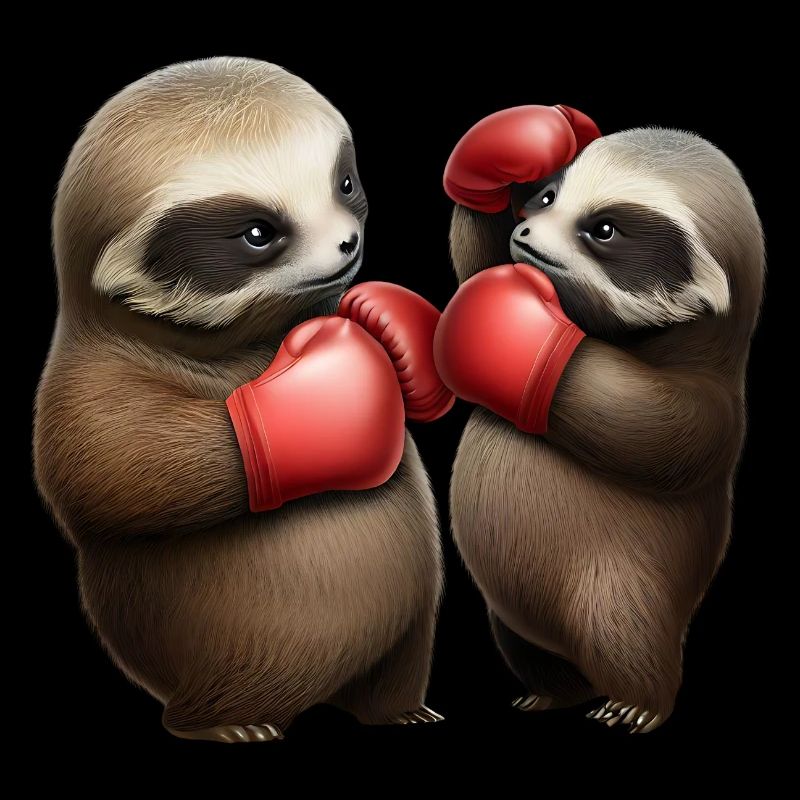 Bébés paresseux mignons dans un match de boxe