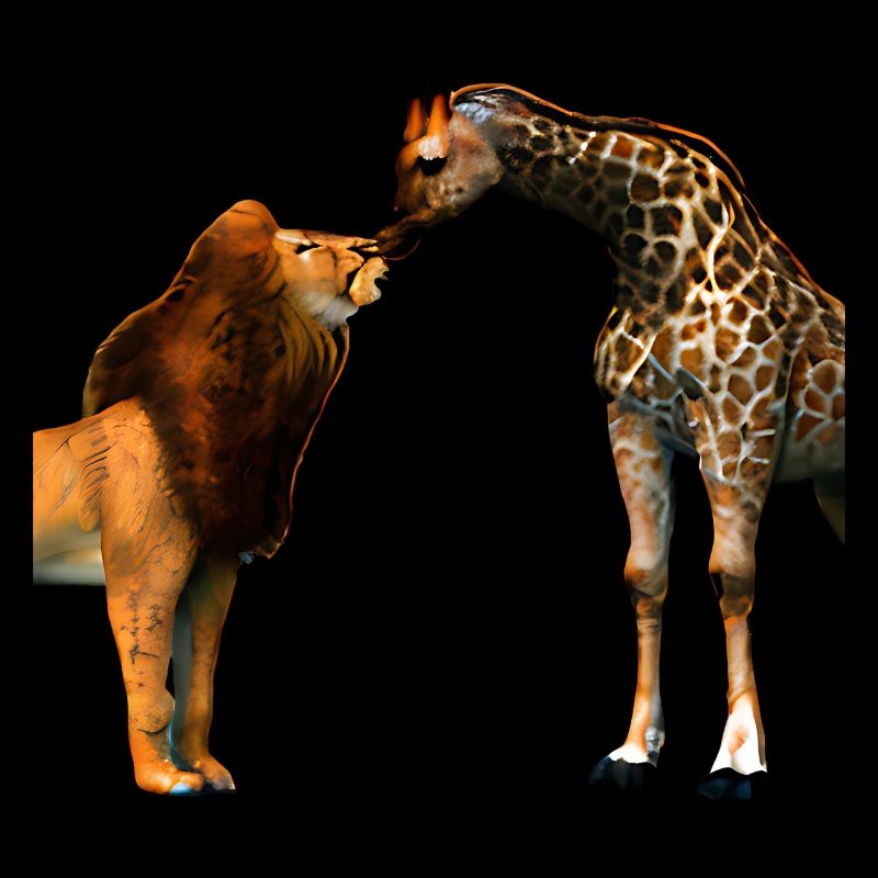 Löwe küsst Giraffe