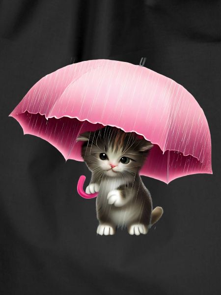 Cat with pink umbrella