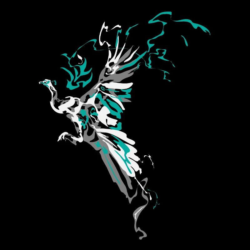 Peacock Abstract white green