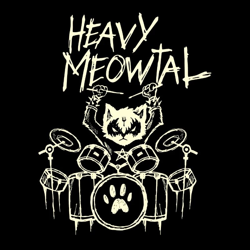 Heavy Metal Cat Drummer Drummer Gothic Goth