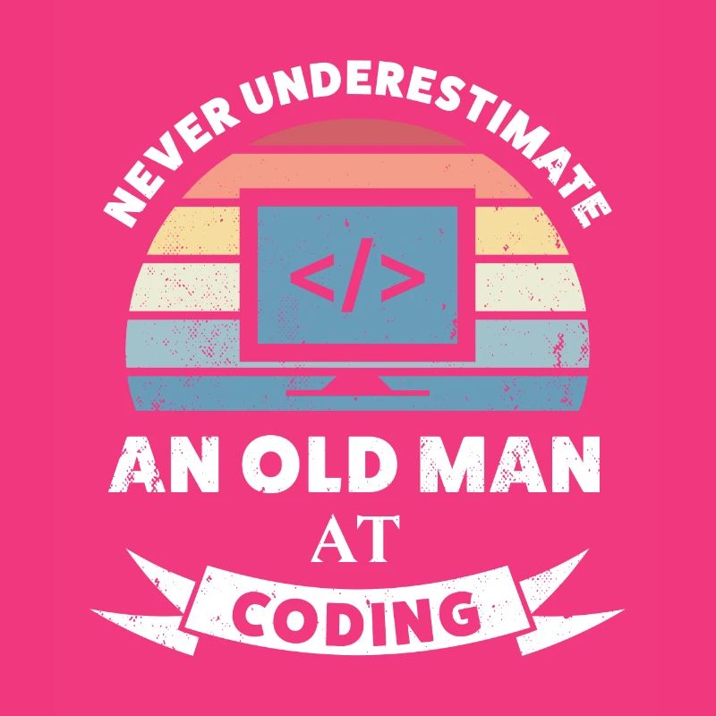 Funny Old Man at Coding Programming Gift