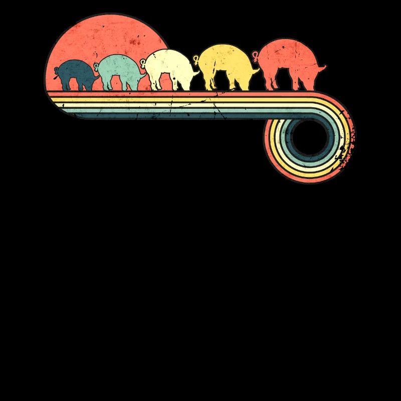 Pig Retro Vintage Sunset Rainbow Farbe