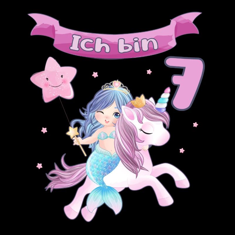 7. Geburtstag - Meerjungfrau mit Einhorn Mädchen 7