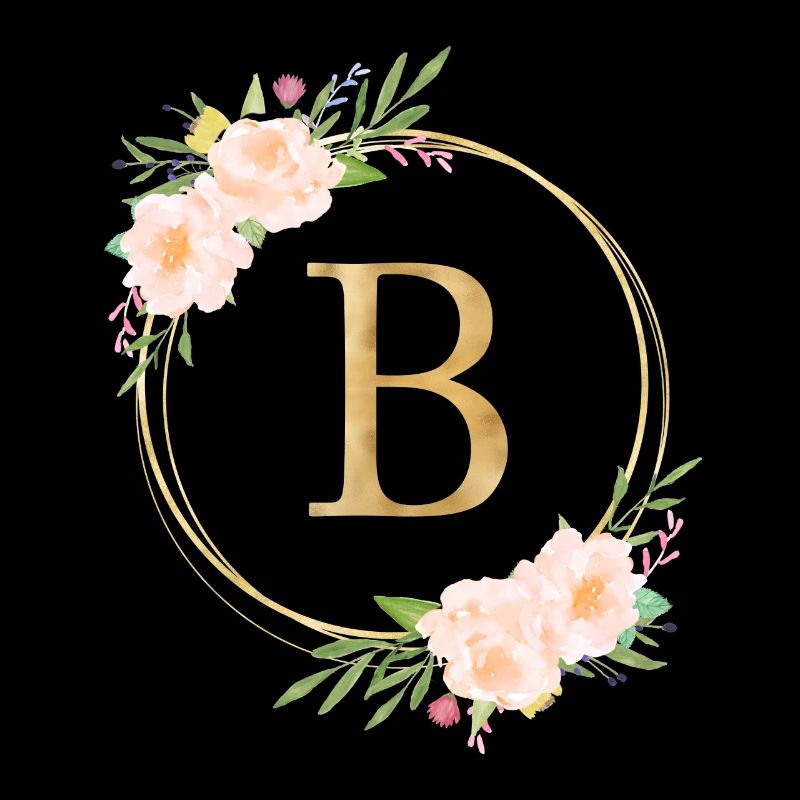 Monogramme personnalisable B Fleurs Cercle Pastel
