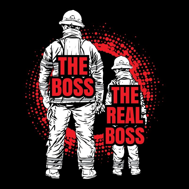 Fire brigade father son partner look