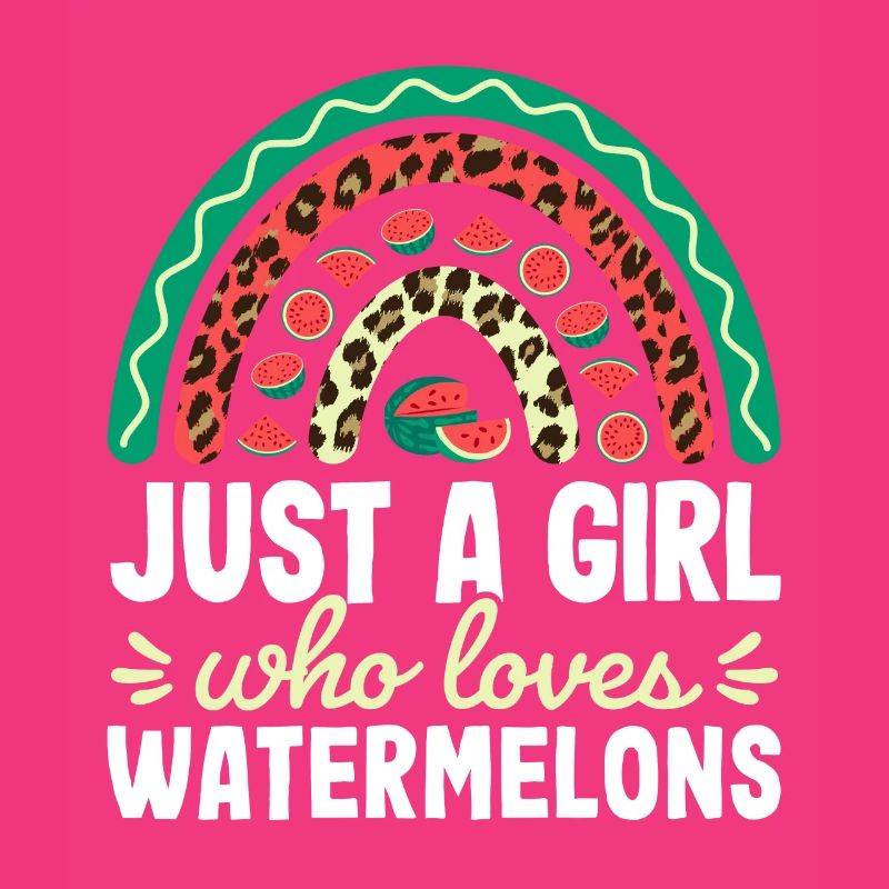 Mädchen, das Wassermelonen liebt Sommer Regenbogen Leopard