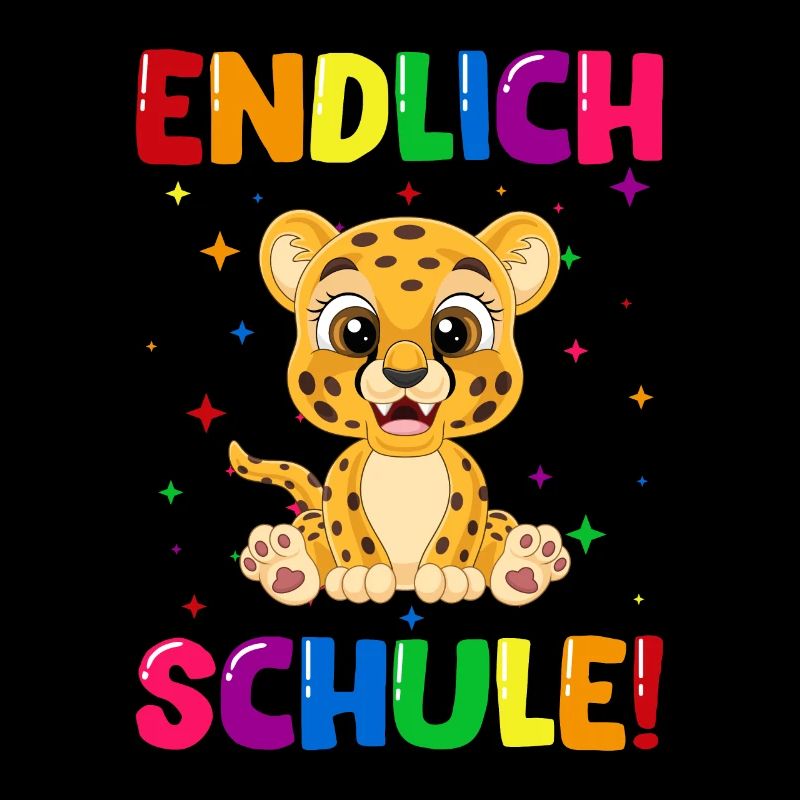 Endlich Schule Leopard Einschulung Schulkind